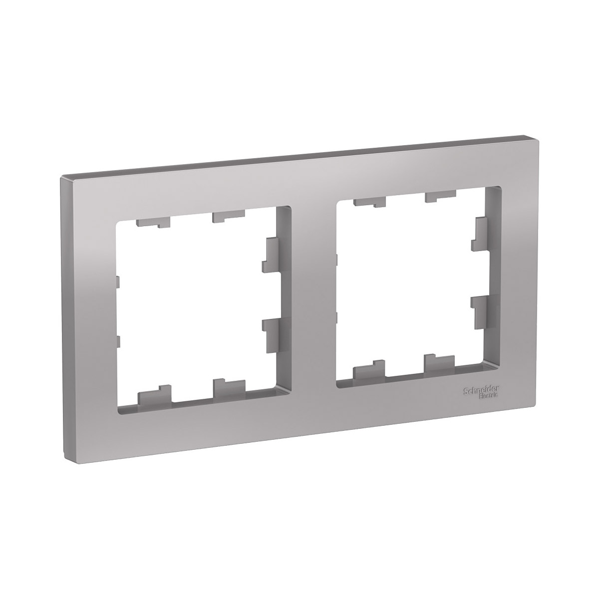 Рамка "atlasdesign" 2-х местн. универс., алюминий (1/10/60) "schneider"