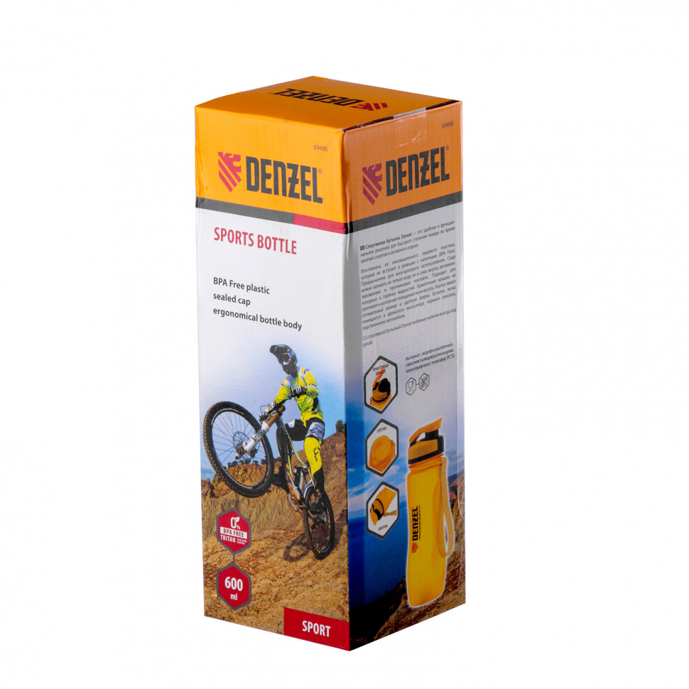 Бутылка спортивная 600 мл Denzel (69490)