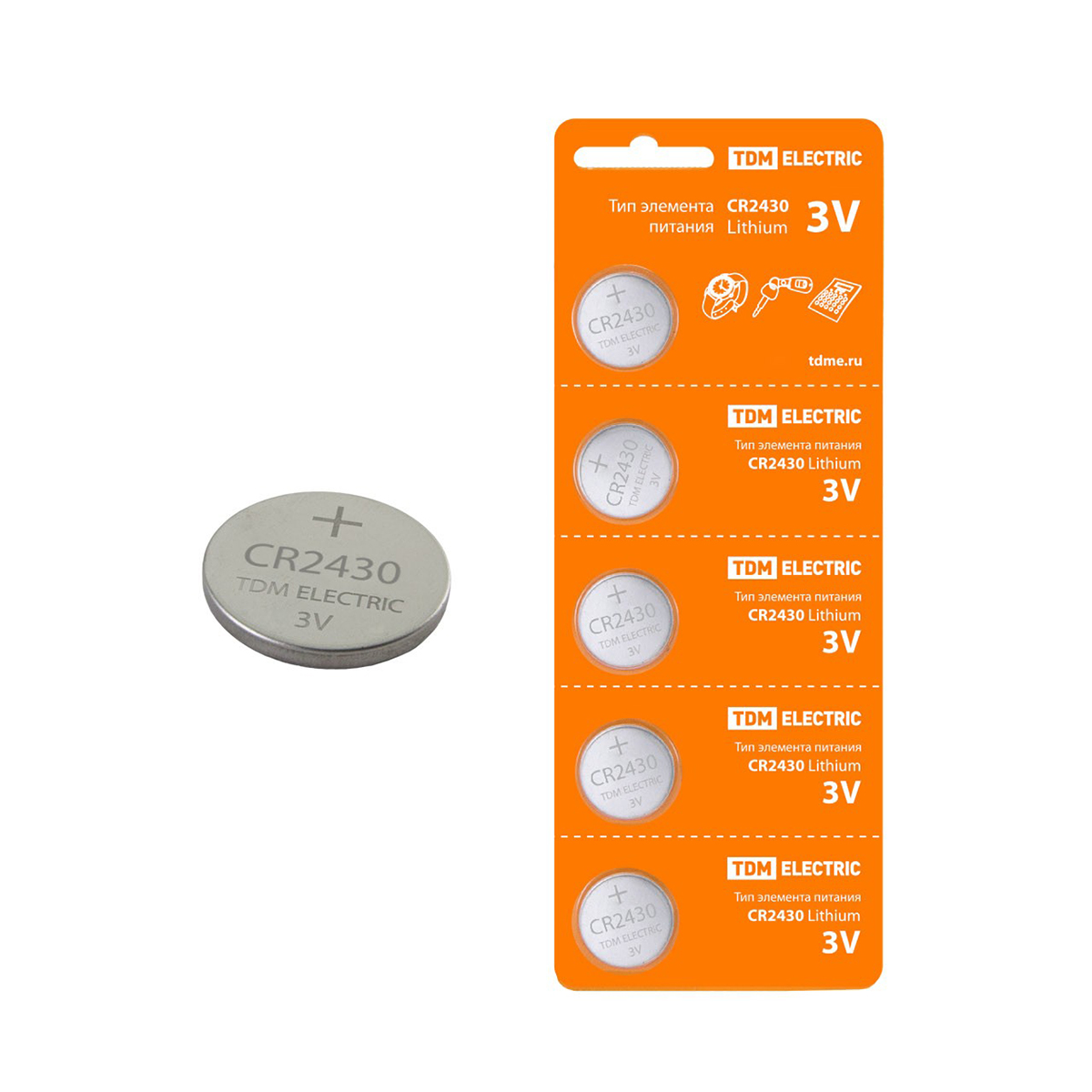 Батарейка tdm cr2430 lithium (5 шт. в блистере) (1/20/500) sq1702-0030
