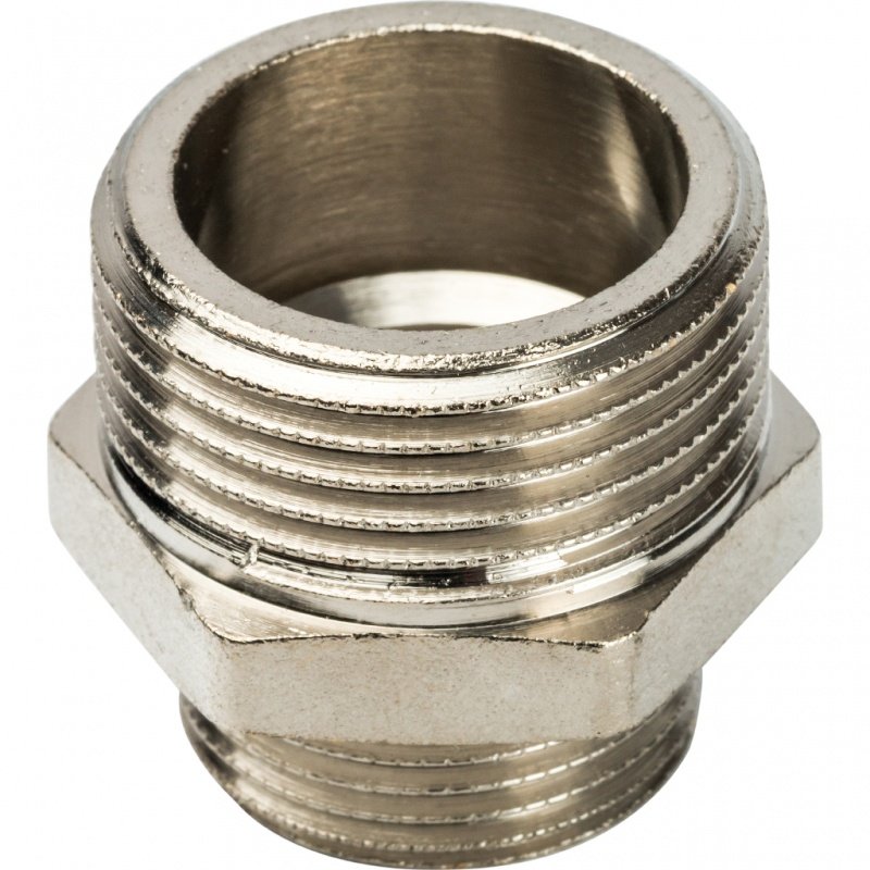 Ниппель переходной резьбовой НР 1" x 3/4" никель STOUT