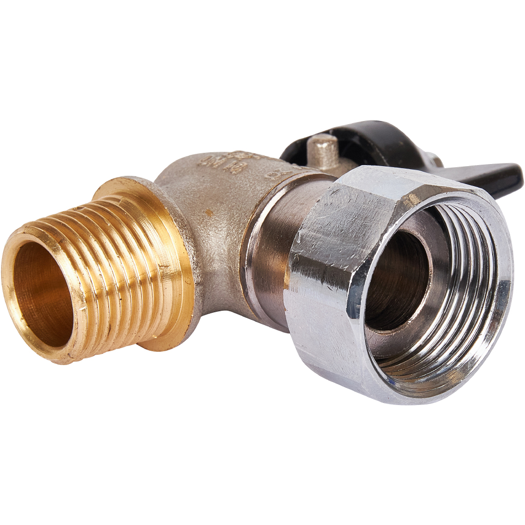 Кран шаровый STOUT ВН 1/2" x 3/4" угловой с накидной гайкой бабочка