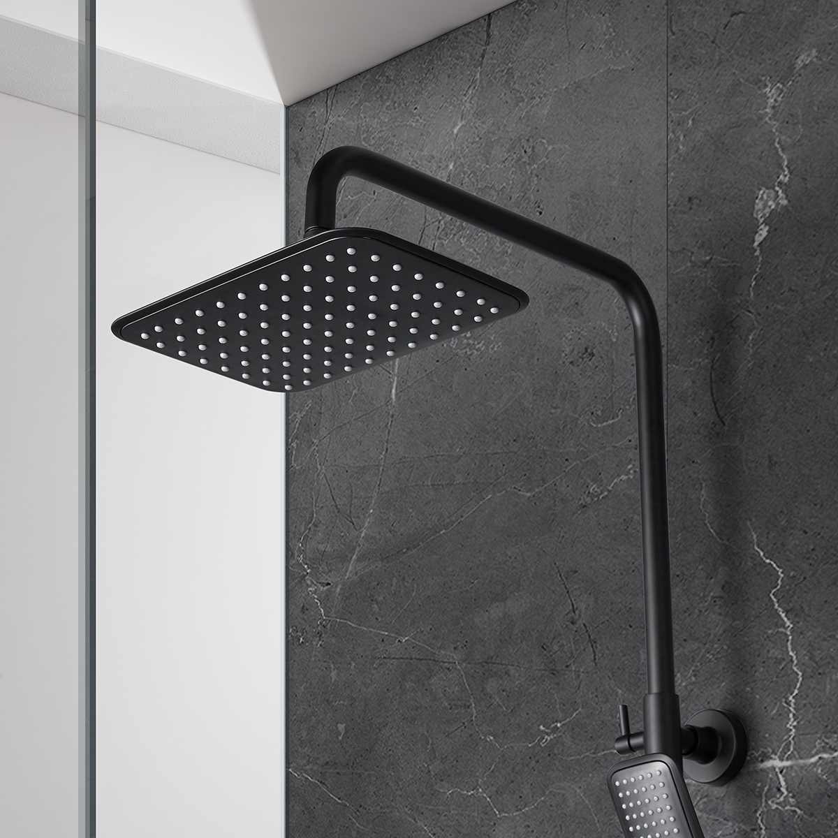 Душевая система "tropic" lm7002bl  верх. душ "тропич. дождь" (черный) (1/3) "lemark"