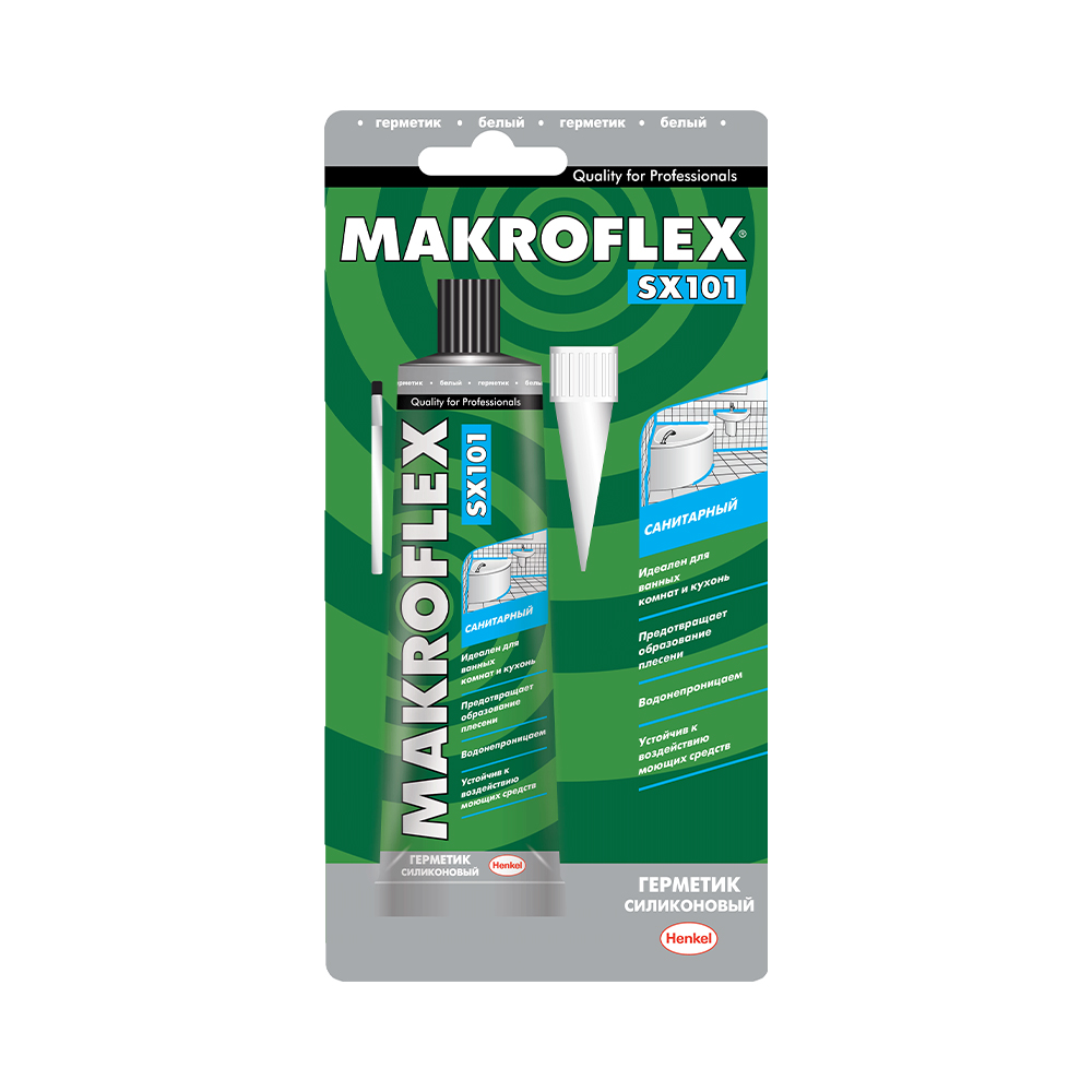 Герметик силикон. санитарный "makroflex" sx101 белый  85 мл (1/24)