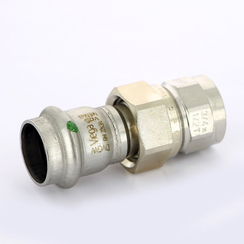 Муфта пресс-В разъёмная 22x1/2" с плоской прокладкой нержавеющая сталь Sanpress Inox VIEGA