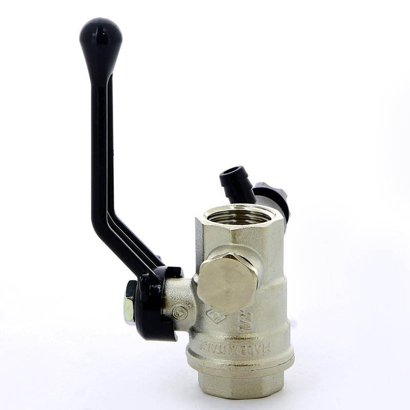Кран шаровый BUGATTI OREGON 1/2" ВВ ручка с заглушкой 1/4" и дренажным вентилем