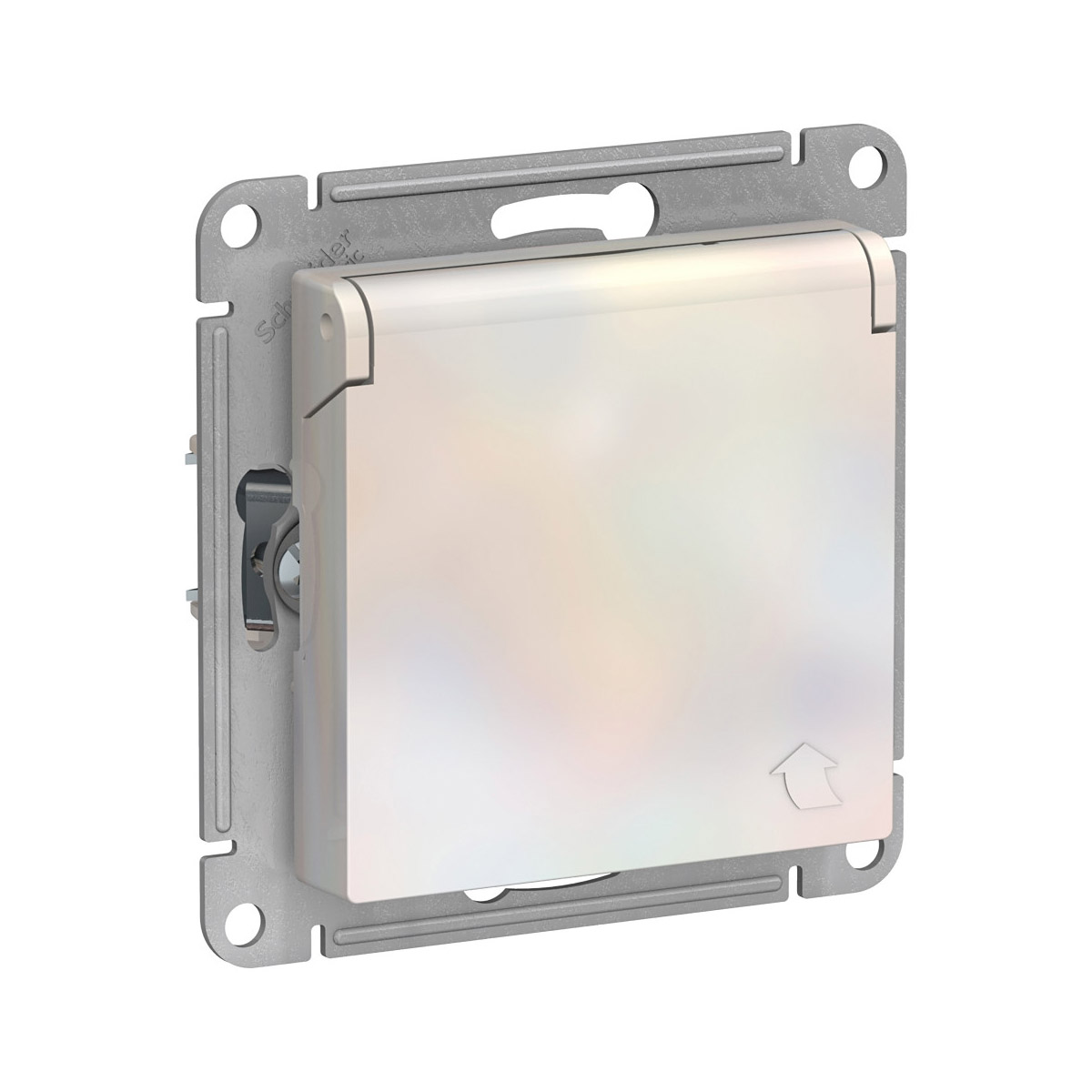 Розетка "atlasdesign" 1 местн. с заземл, с штор, с крыш (механизм) 16а, жемчуг (1/10/60) "schneider"