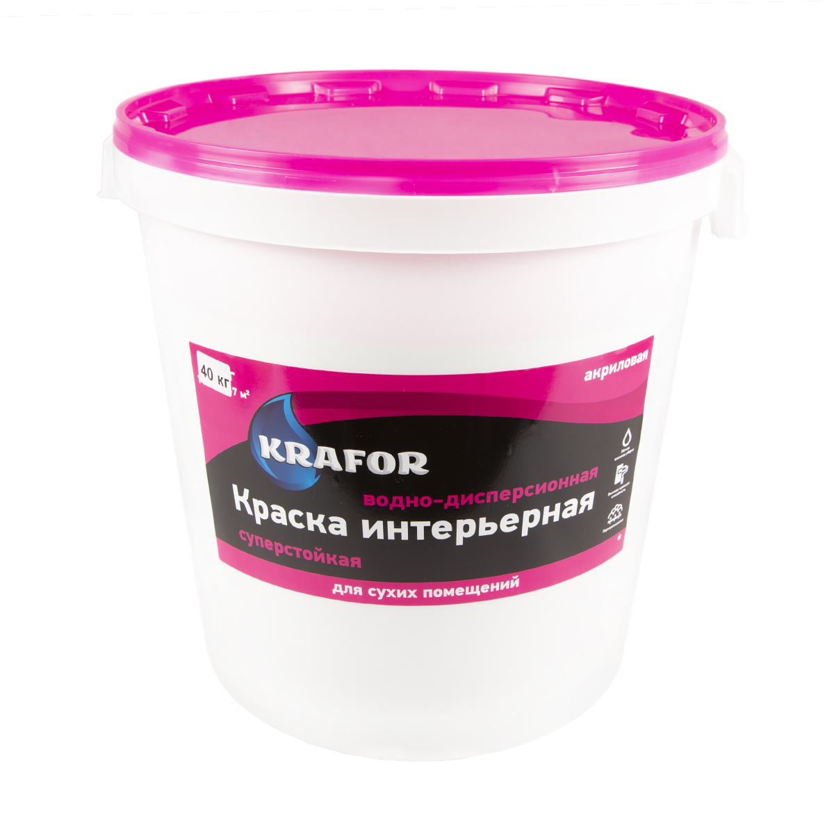 Краска в/д интер. суперстойкая 40 кг (1) "krafor"   (розов.)