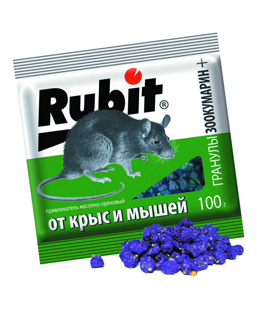 Средство от крыс и мышей "зоокумарин+" гранулы (орехов.) 100 г (50)  "rubit"