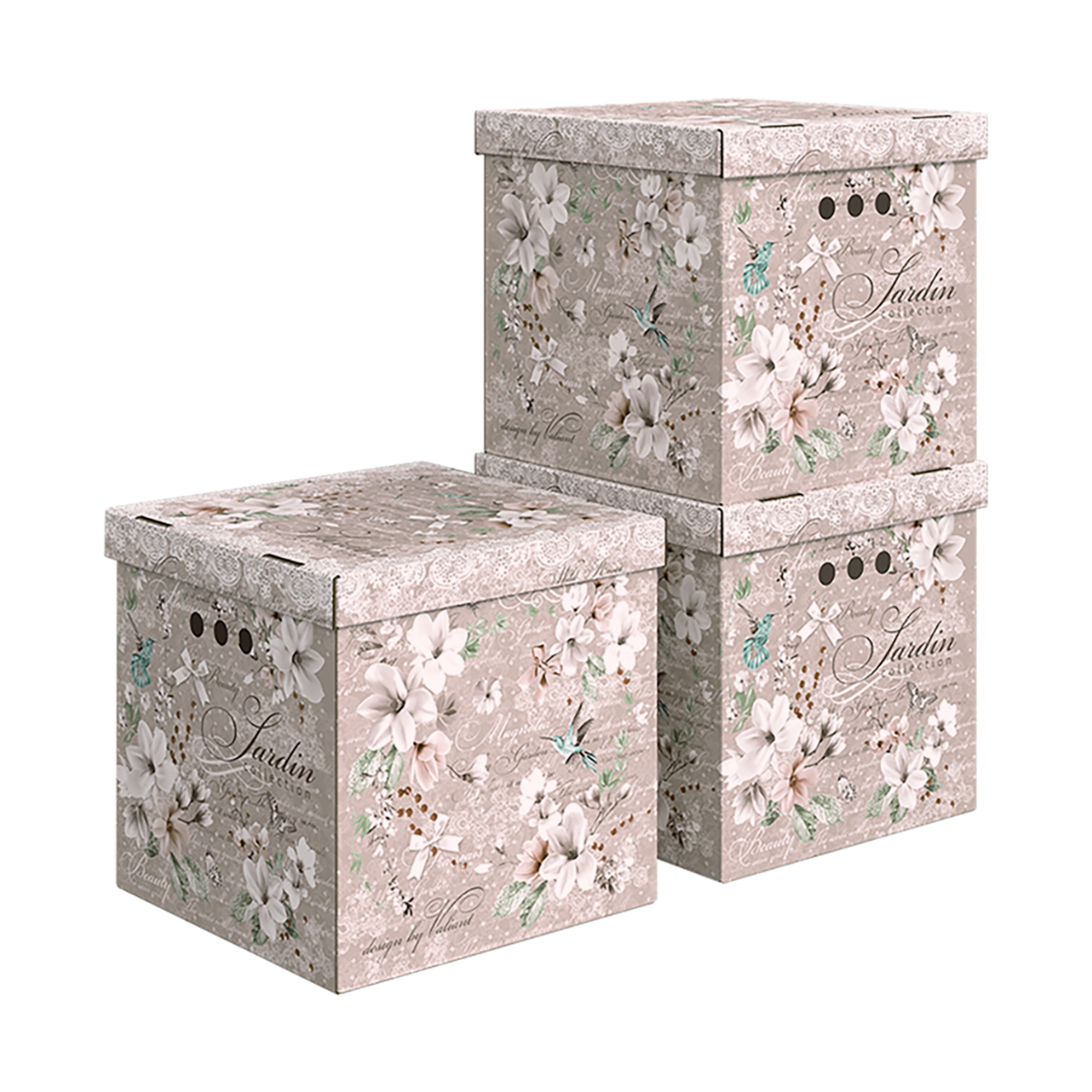 Короб для хранения "jardin" 31,5*31,5*31,5 см (набор 3 шт.) (1/12) "valiant" jr-bctn-3k