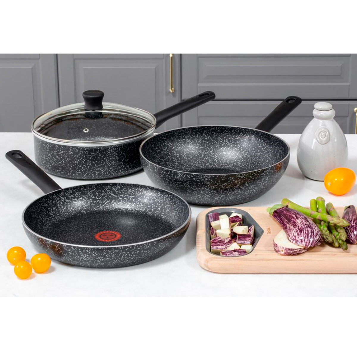 Сковорода-вок антипригарн. "granit" 28 см (1/6) "tefal"