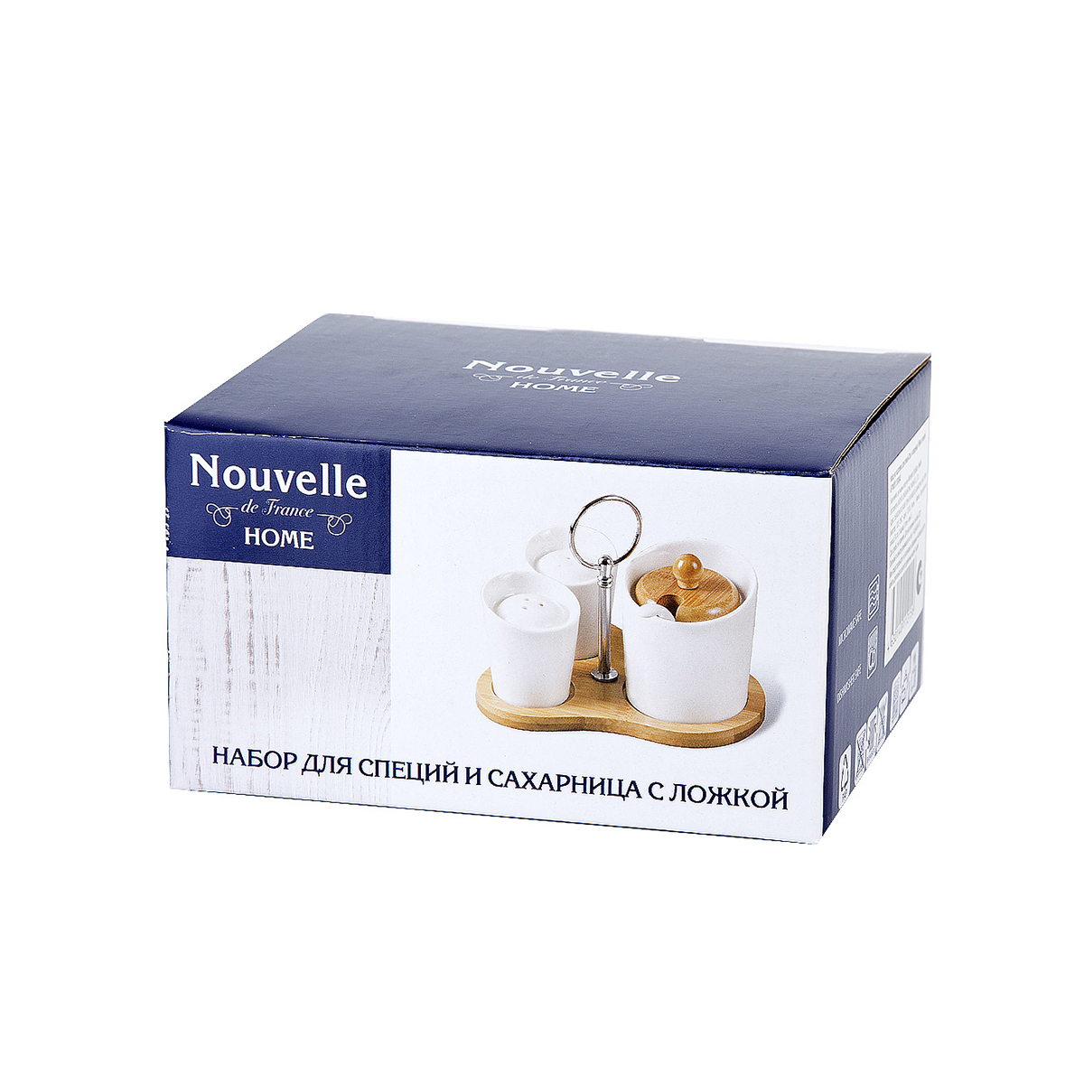 Набор для специй на подставке соль/перец/сахар "naturel" 16*13*12,5 см(1/24) "nouvelle home" 2630043
