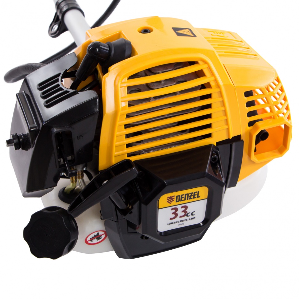 Триммер бензиновый DR-33S, 33 см3, разъемная штанга, состоит из 2 частей Denzel (96272)