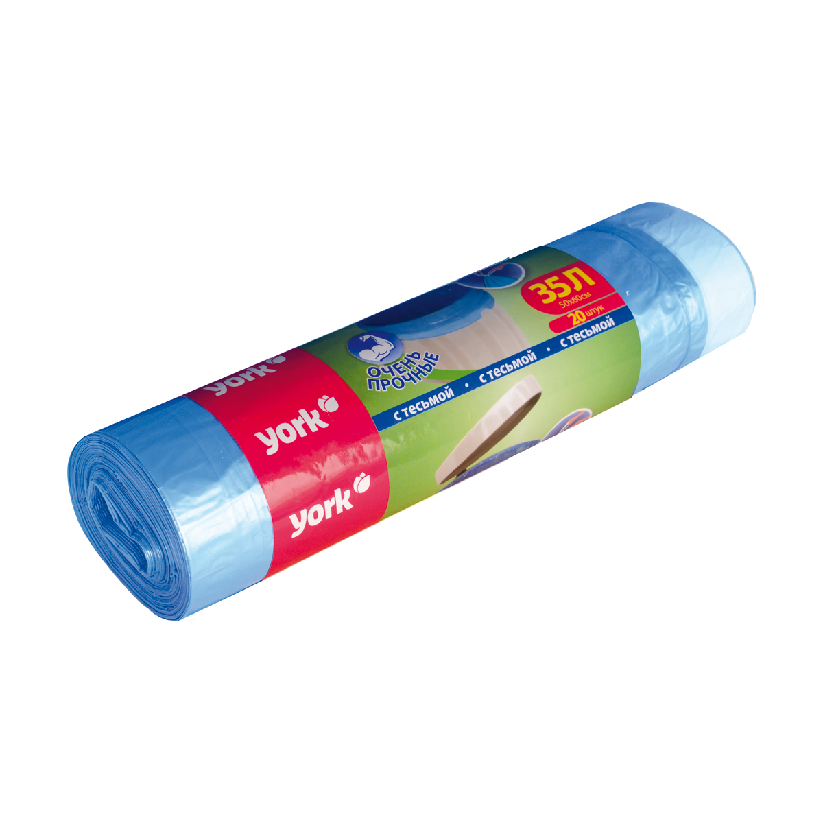 Мешки для мусора с тесьмой 35 л рулон 20 шт. (1/30) "york"