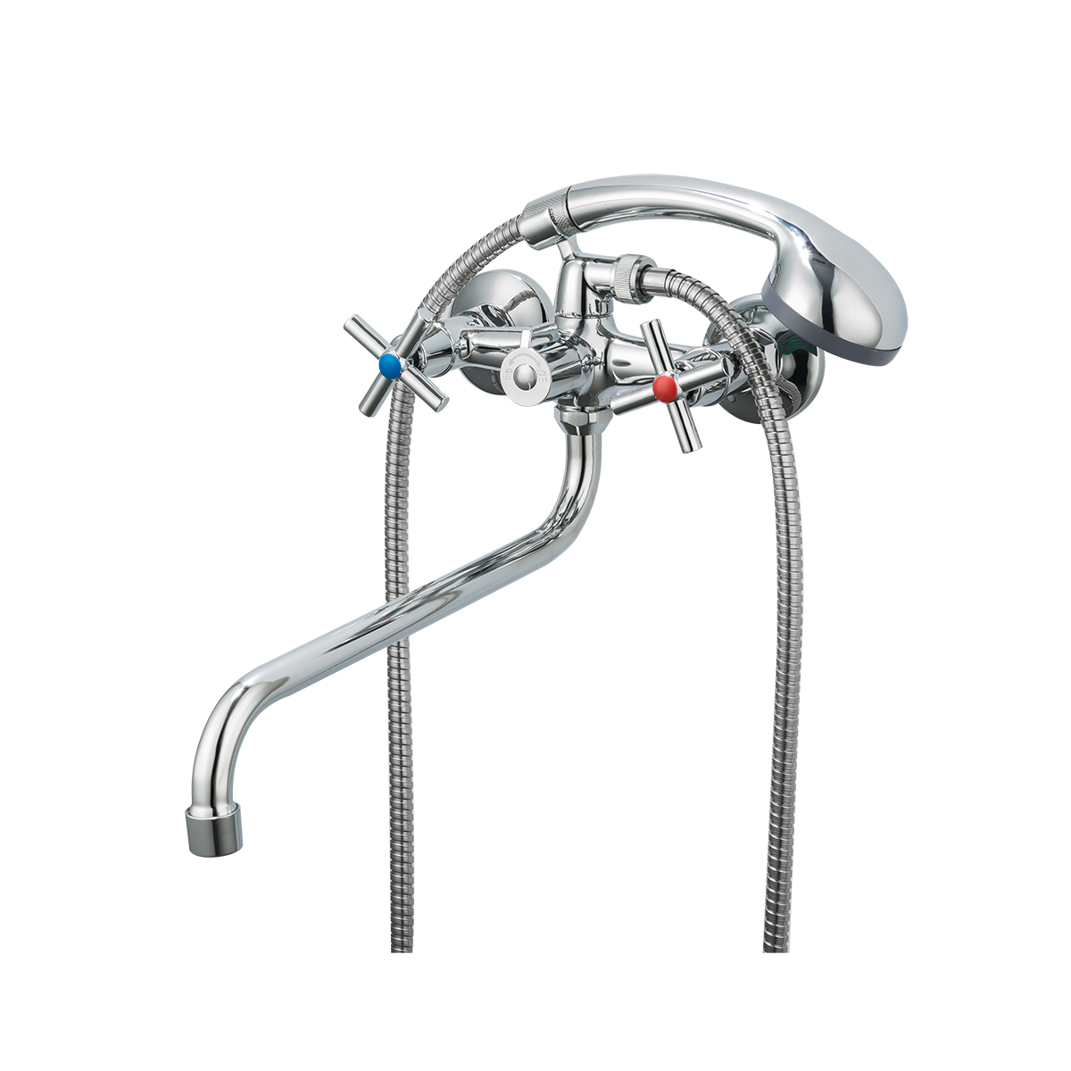 Смеситель для ванн r22112 длинный поворотн. излив, двухвентильный, хром (1/10) "frud"