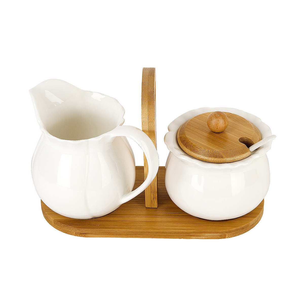 Набор на подставке (сахарница с ложкой + молочник) "naturel" (1/12) "nouvelle home" 2631039