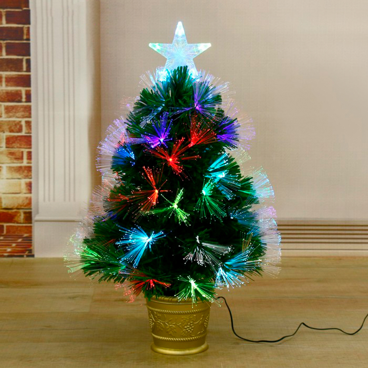 Ель декор. фиброоптич. t687v12-60  60 см, 55 веток (зеленая) "зимнее волшебство" 2338612