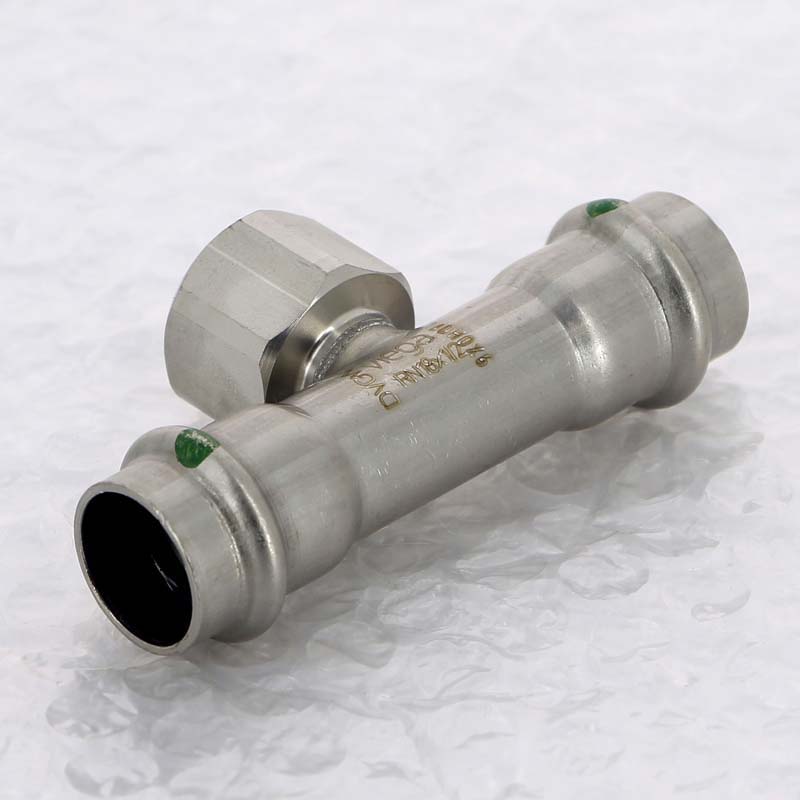 Тройник пресс-В 18х1/2"х18 нержавеющая сталь Sanpress Inox VIEGA