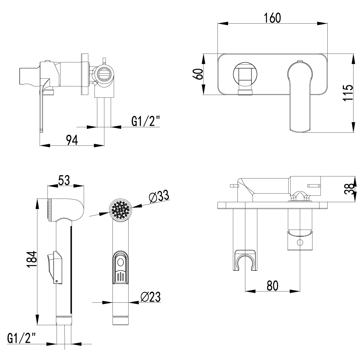 Смеситель с гигиеническим душем "plus grace"  lm1519c (встраиваемый)  (1/8) "lemark"