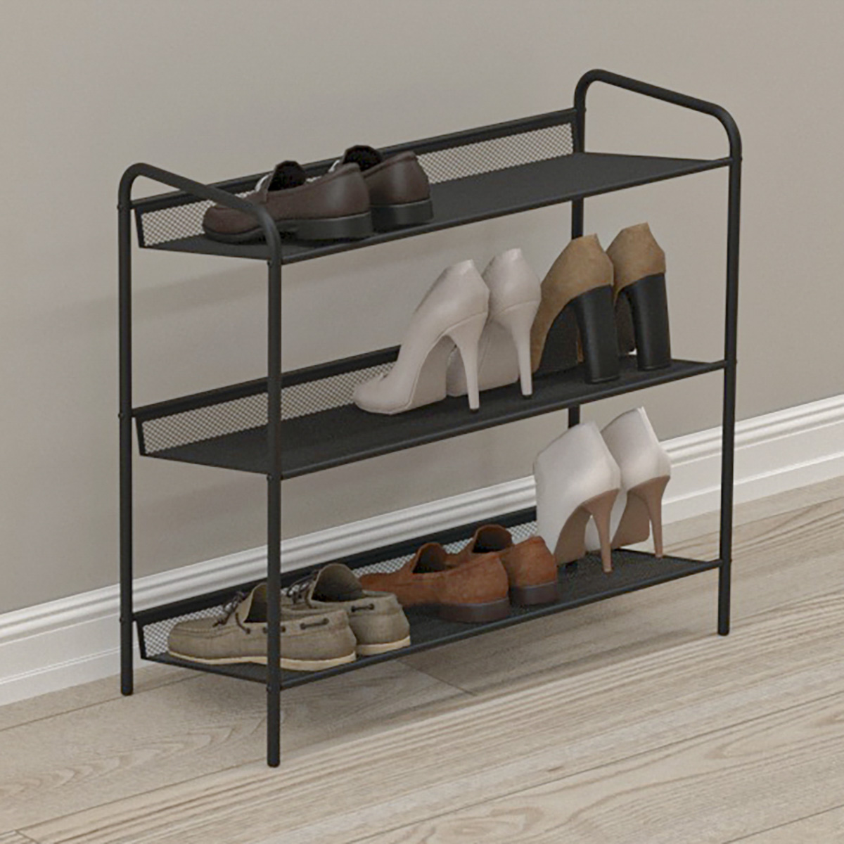 Подставка для обуви "женева 23" 3 полки (645*270*600 мм) черный (1) пдо ж23 ч