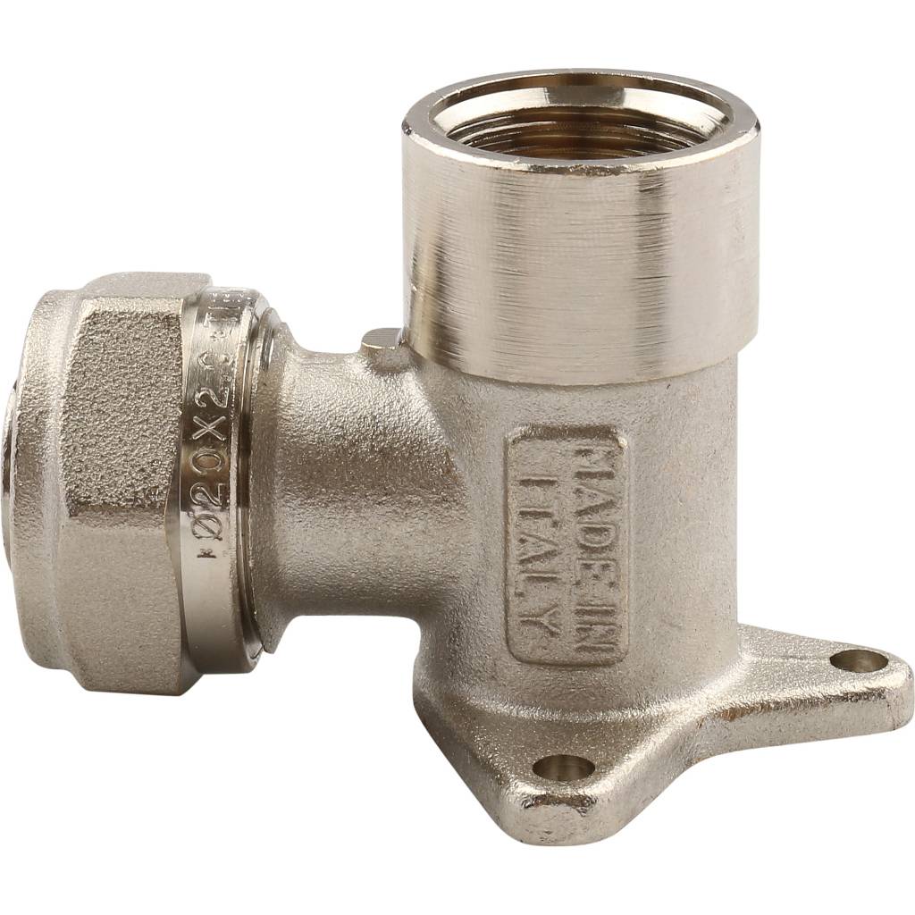 Угол настенный с креплением 20 х 1/2'' ВР обжим TIEMME для металлопласта