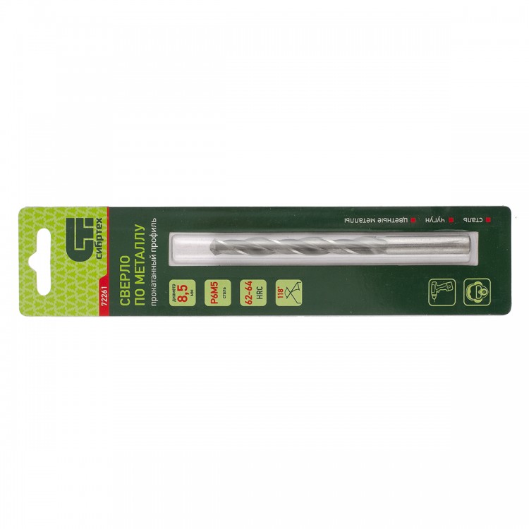 Сверло по металлу, 8.5 мм, Р6М5 Сибртех (72261)