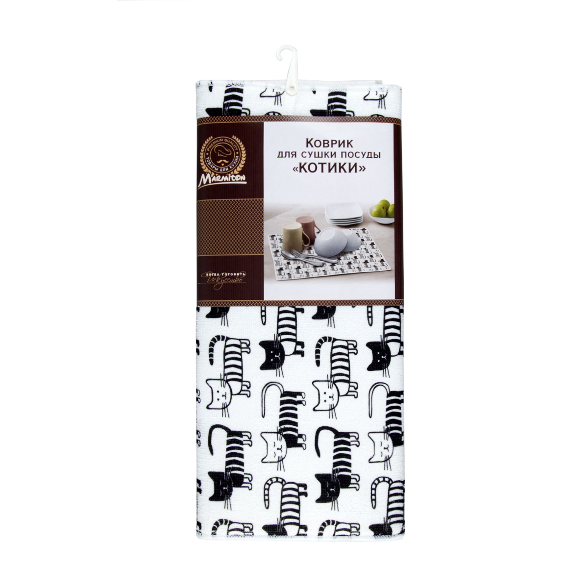Коврик для сушки посуды "котики" 35*50 см (микрофибра) (1/24) "marmiton" 17333