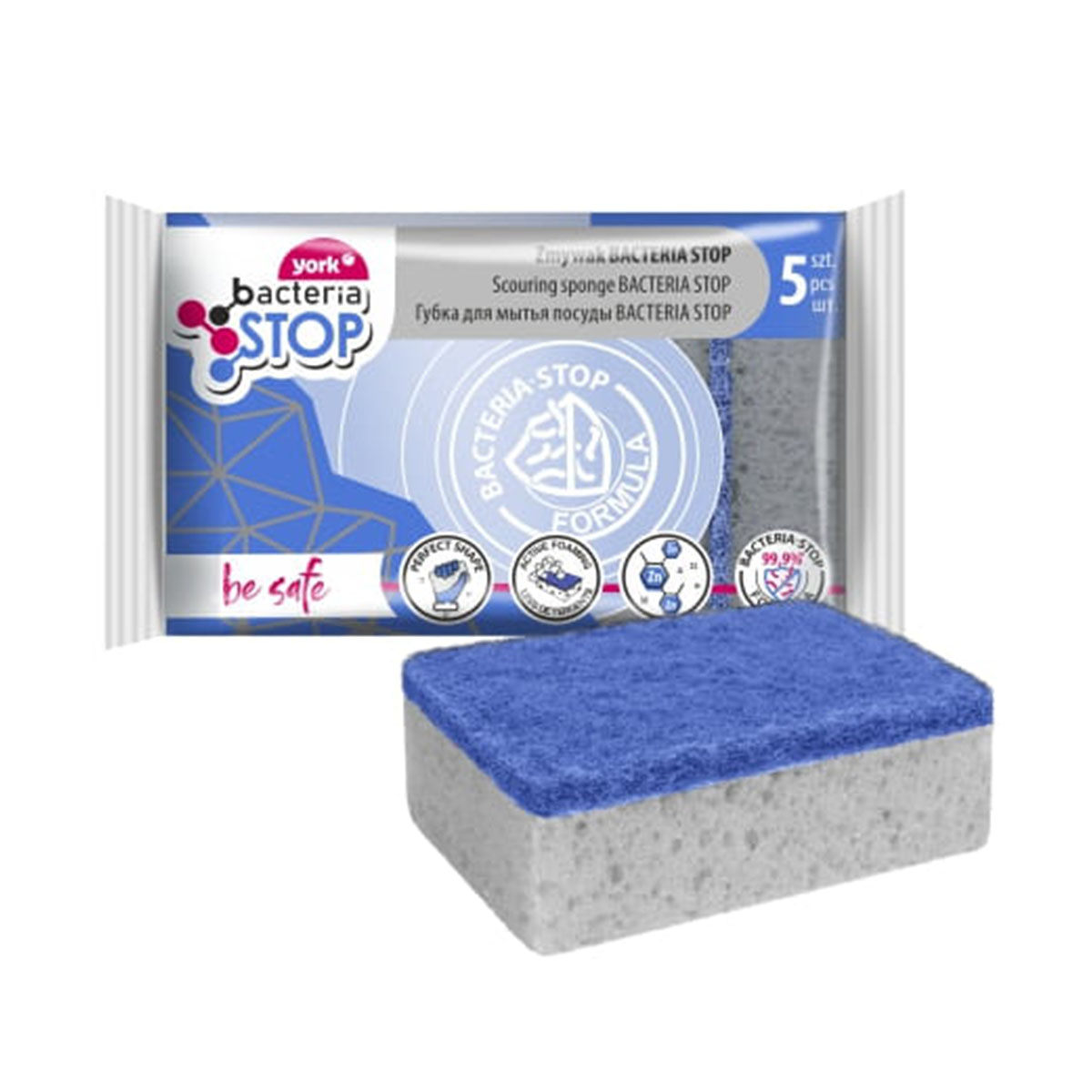 Губки для посуды "bacteria stop" упак.  5 шт. (1/20) 'york''