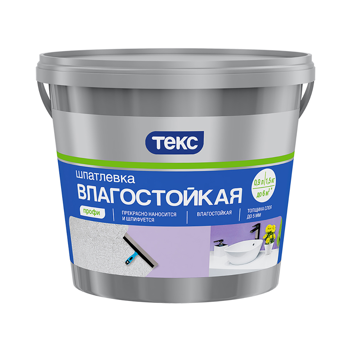 Шпатлевка "профи" влагостойкая 0,9 л/1,53 кг (1/18) текс