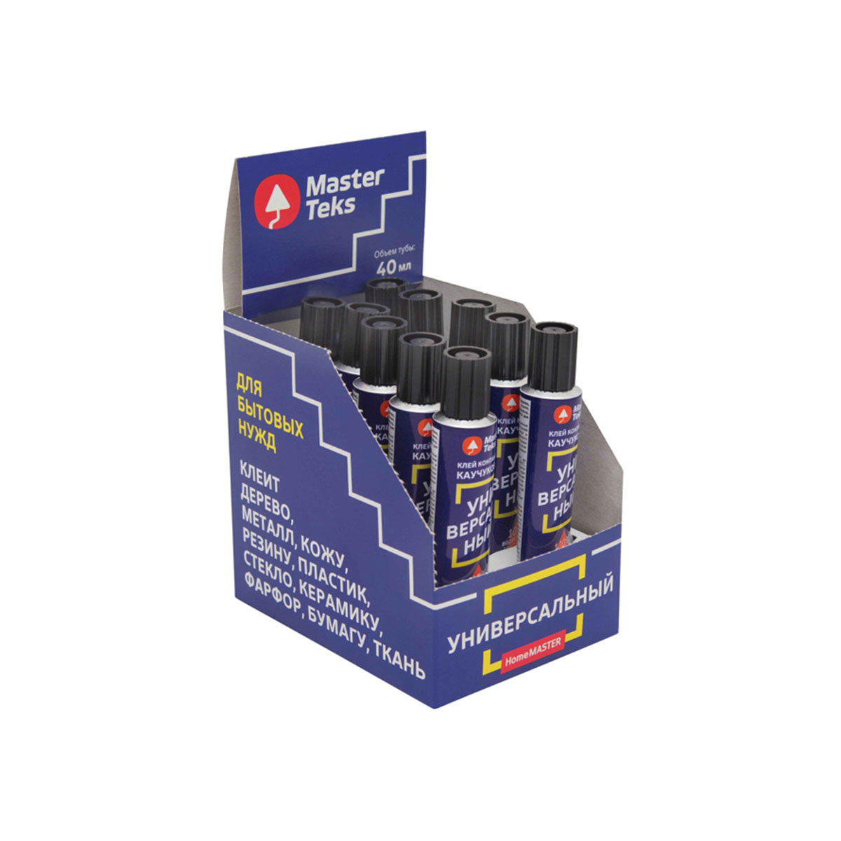 Клей "homemaster" каучук. контактный универсальный 40 г желто-зеленый (10/30) "masterteks"