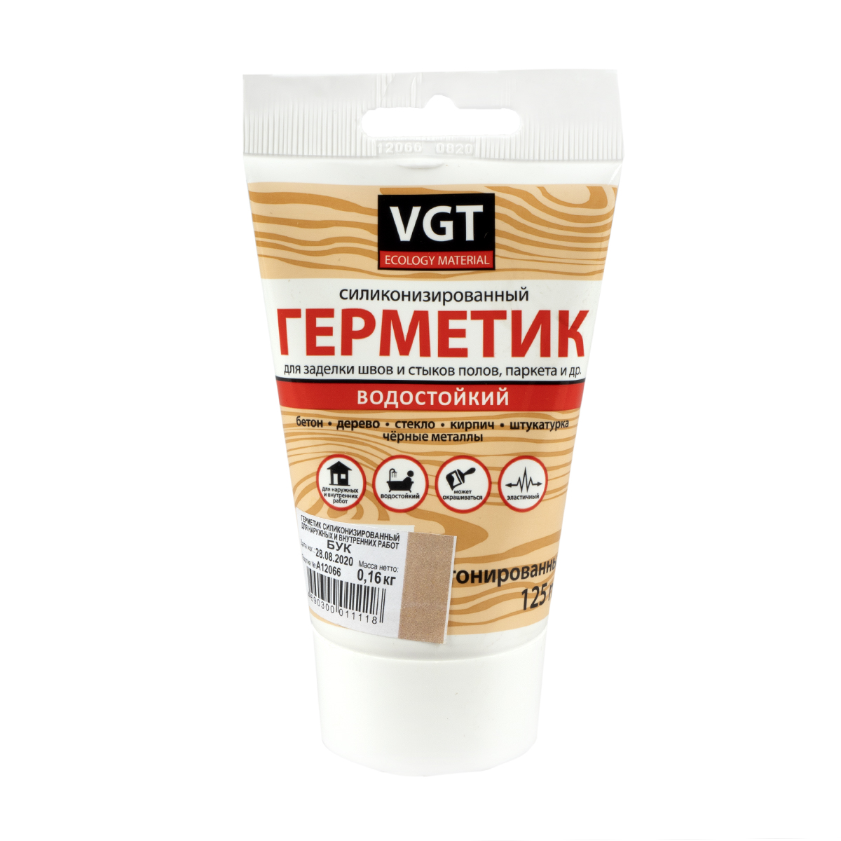 Герметик силиконизир. для наруж. и внутр. работ бук 0,16 кг (15) "вгт"