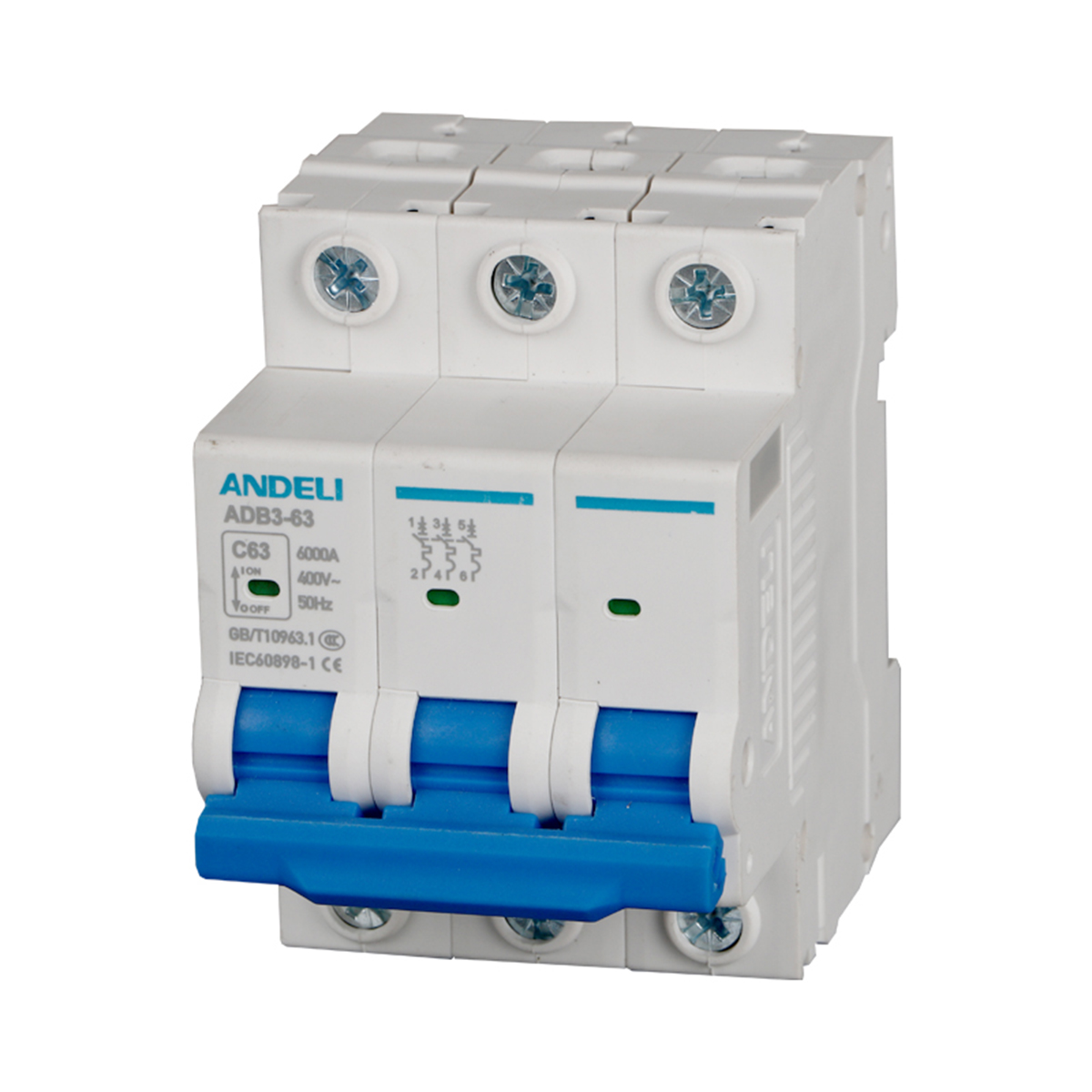 Выключатель автомат. adb3-63 3p 40a 6ka тип c (1/4/60) "andeli"