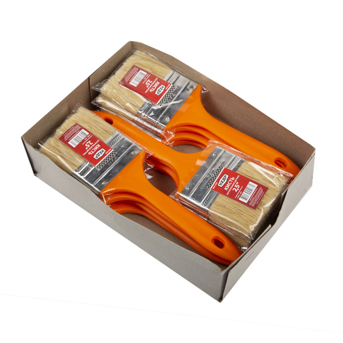 Кисть плоская №2,5/63 мм  (12/480) натур.щетина, пласт.ручка "кедр"  007-4225