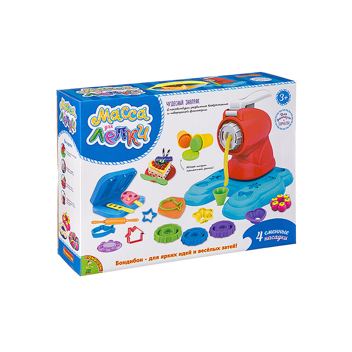 Набор с массой для лепки "чудесный завтрак" форма-трафарет 28 предм. "bondibon" вв3314