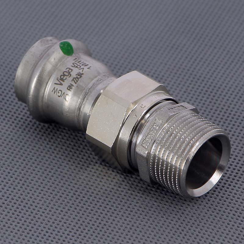 Муфта пресс-Н разъёмная 22x3/4" с плоской прокладкой нержавеющая сталь Sanpress Inox VIEGA