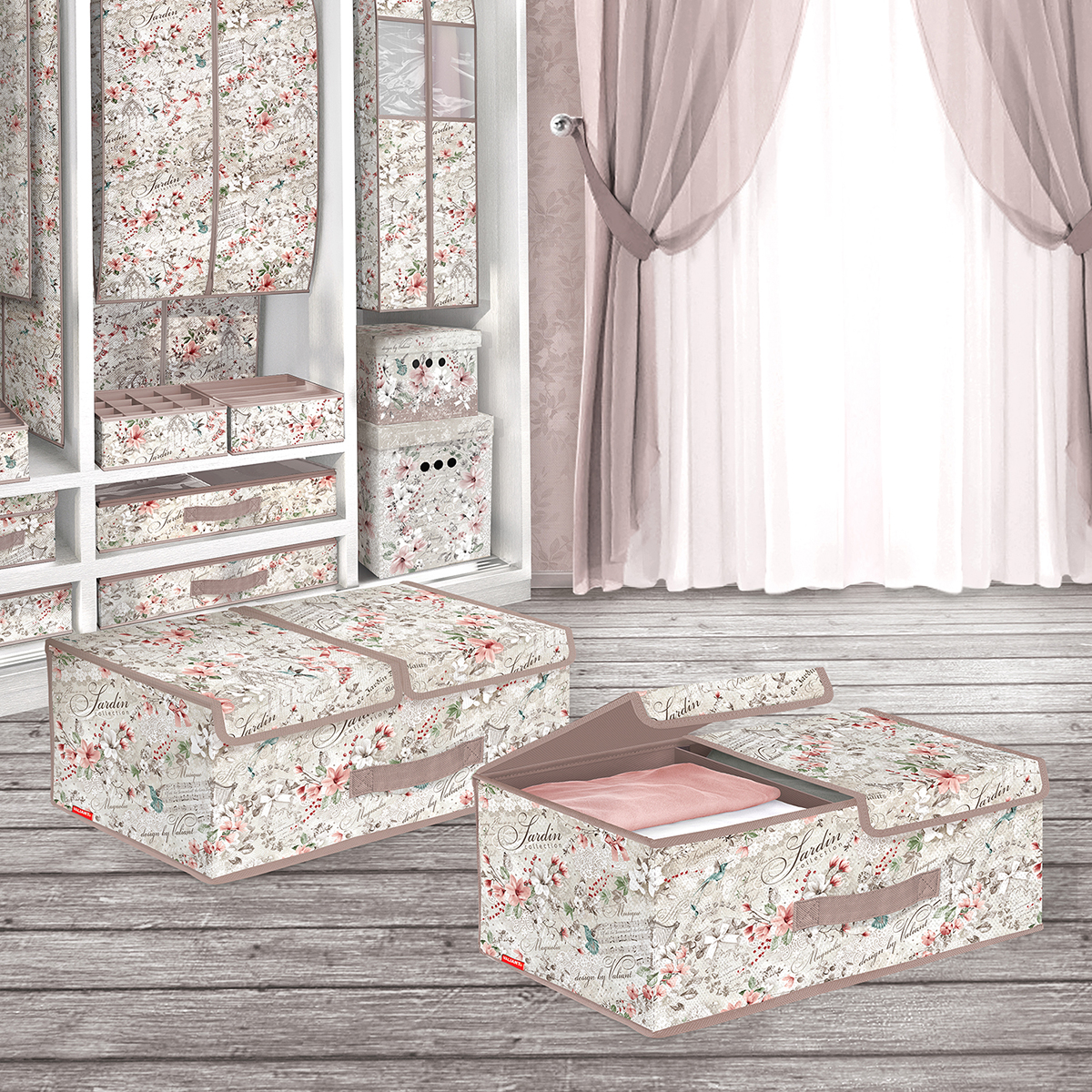 Короб для хранения "jardin" 2-х секционный 50*30*20 см (1/10) "valiant" jr-box-l2