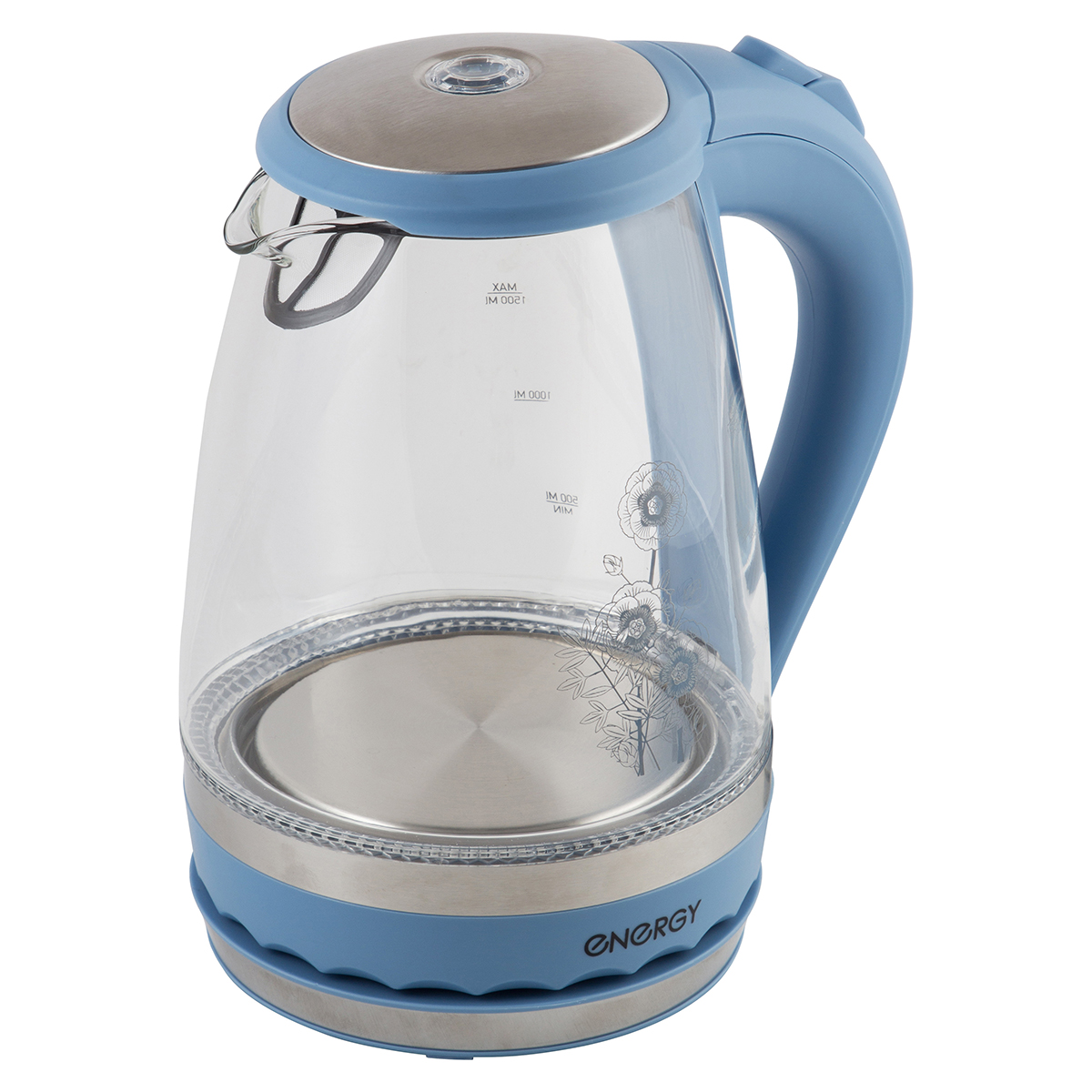 Чайник электр. "energy" e-279 1,5 л (синий) (1/6) стекло