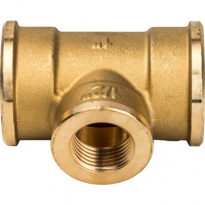 Тройник резьбовой переходной ВР 1" x 1/2" x 1" латунь STOUT