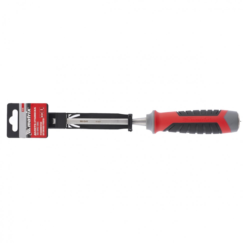 Долото-стамеска, 8 мм, 60 CrV, трехкомпонентная обрезиненная рукоятка Matrix (24743)