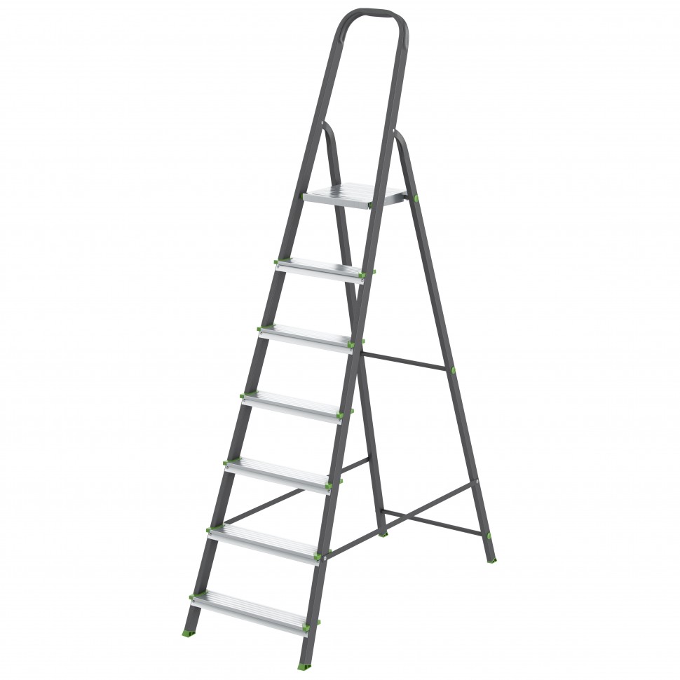 Стремянка, 7 ступеней, стальной профиль, алюминиевые ступени Сибртех (97957)
