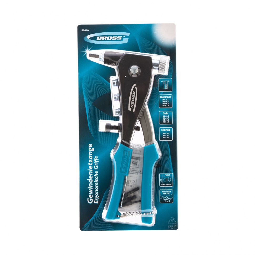 Заклепочник для резьбовых заклепок, заклепки М3, М4, М5, M6 Gross (40410)
