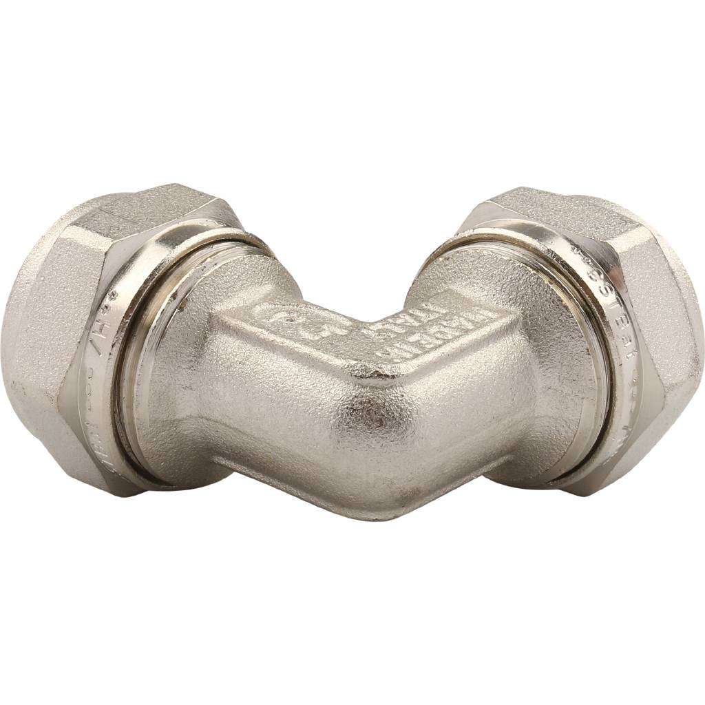 Угол 90° равнопроходной 20 х 20 мм. под обжим TIEMME для металлопластиковых труб