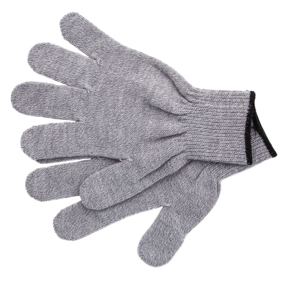 Перчатки трикотажные, акрил, серое мулине, оверлок Сибртех (68654)