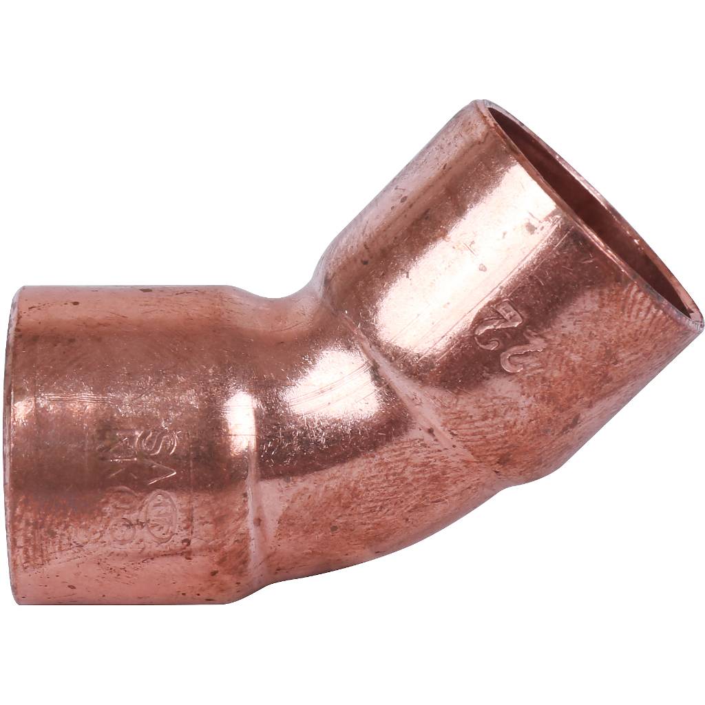 Отвод двухраструбный 22 мм / 45° под пайку медный SANHA 1504122
