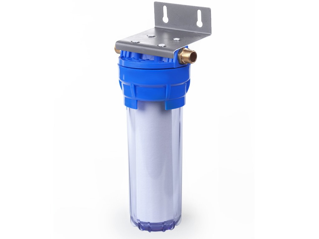 Фильтр магистральный Гейзер 1П 10SL 1/2" прозрачная колба с металической скобой