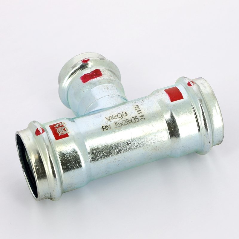 Тройник пресс 35x28x35 оцинкованная сталь Prestabo VIEGA