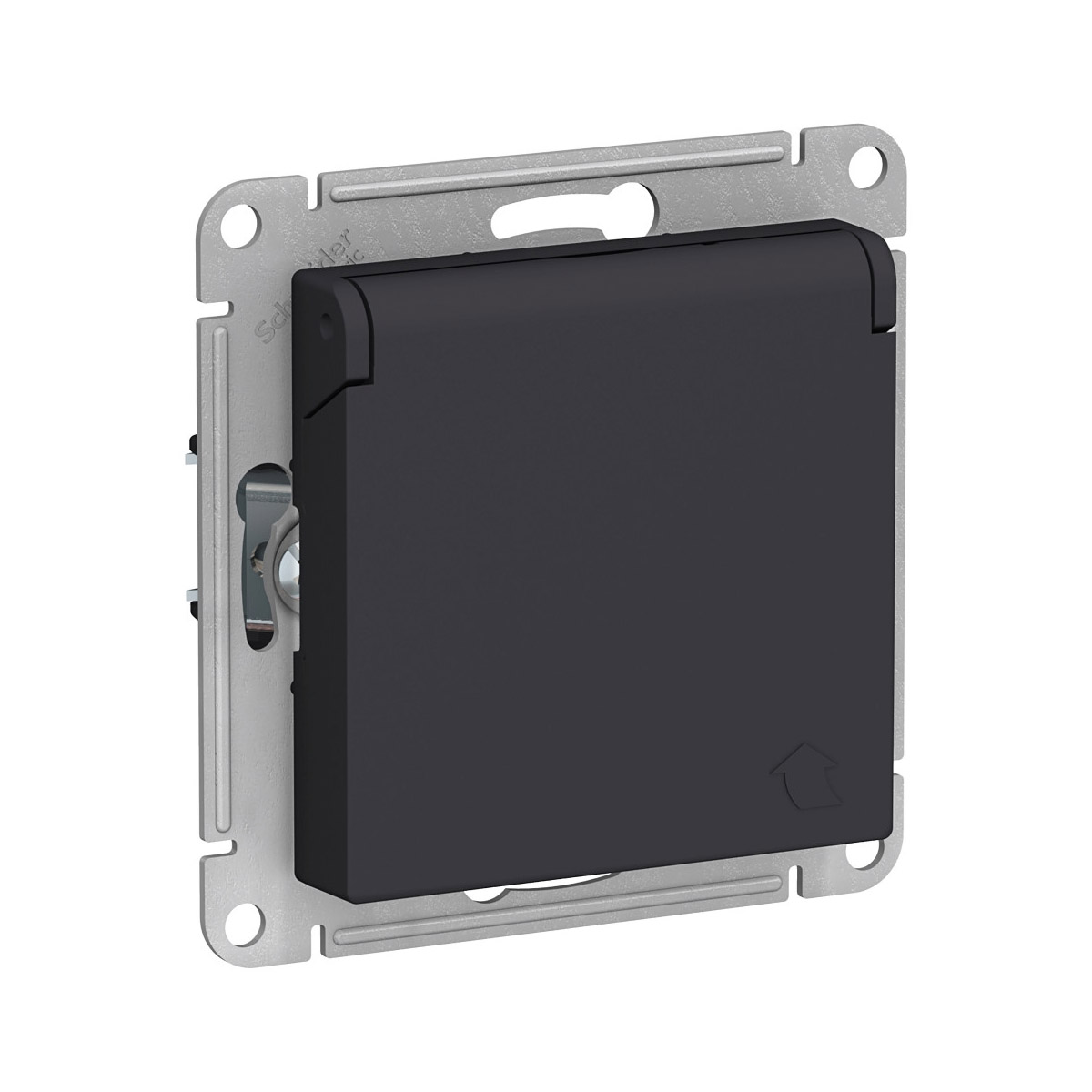 Розетка "atlasdesign" 1 местн. с заземл, с штор, с крыш (механизм) 16а, карбон (1/5/20) "schneider"