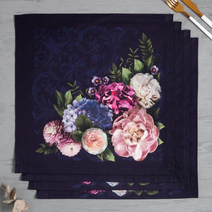 Салфетки столовые "этель" цветочный этюд 40*40 см набор 4 шт. (1) 6988482