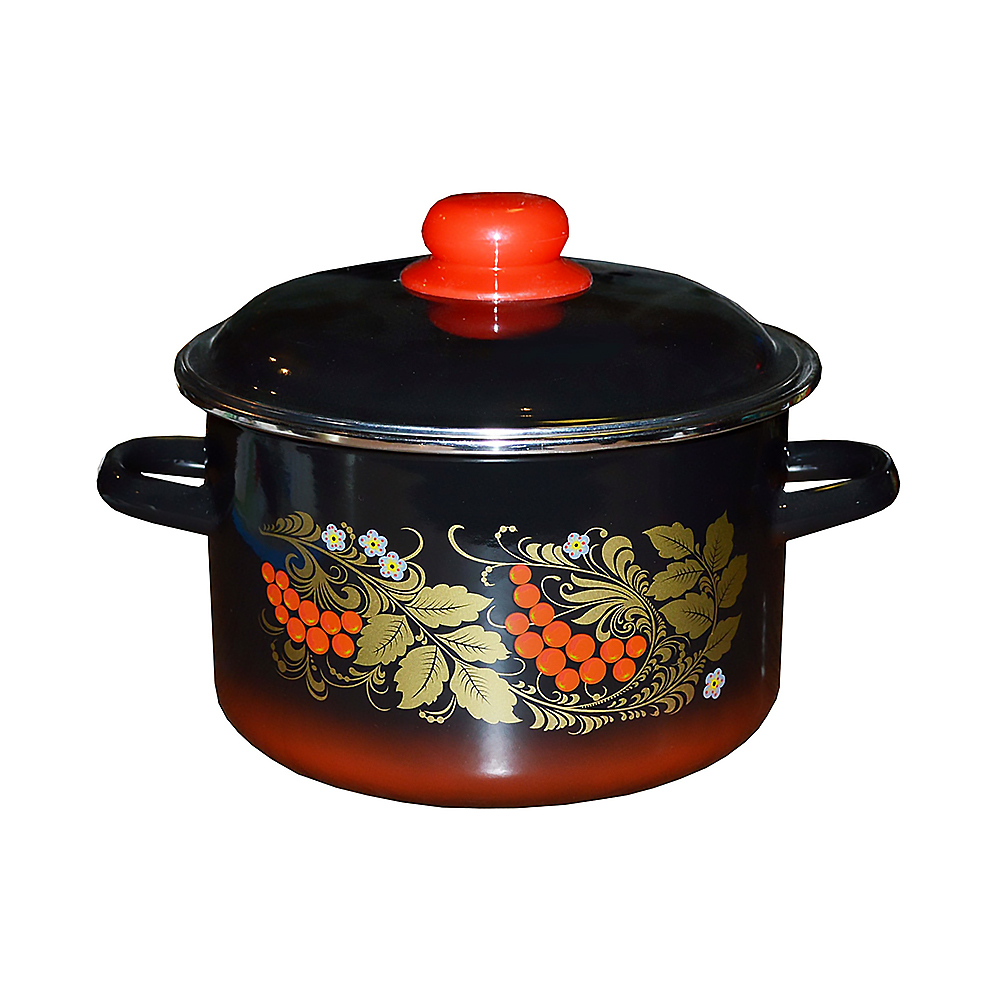 Кастрюля эмалиров. "рябина" черная 3 л метал. крышка (1/6) "стальэмаль"    7rd181m