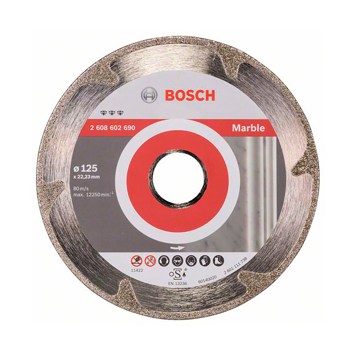 Круг отрезной алмазный по мрамору 125 х 2,2 х 22,2 мм (1) "bosch" 2608602690