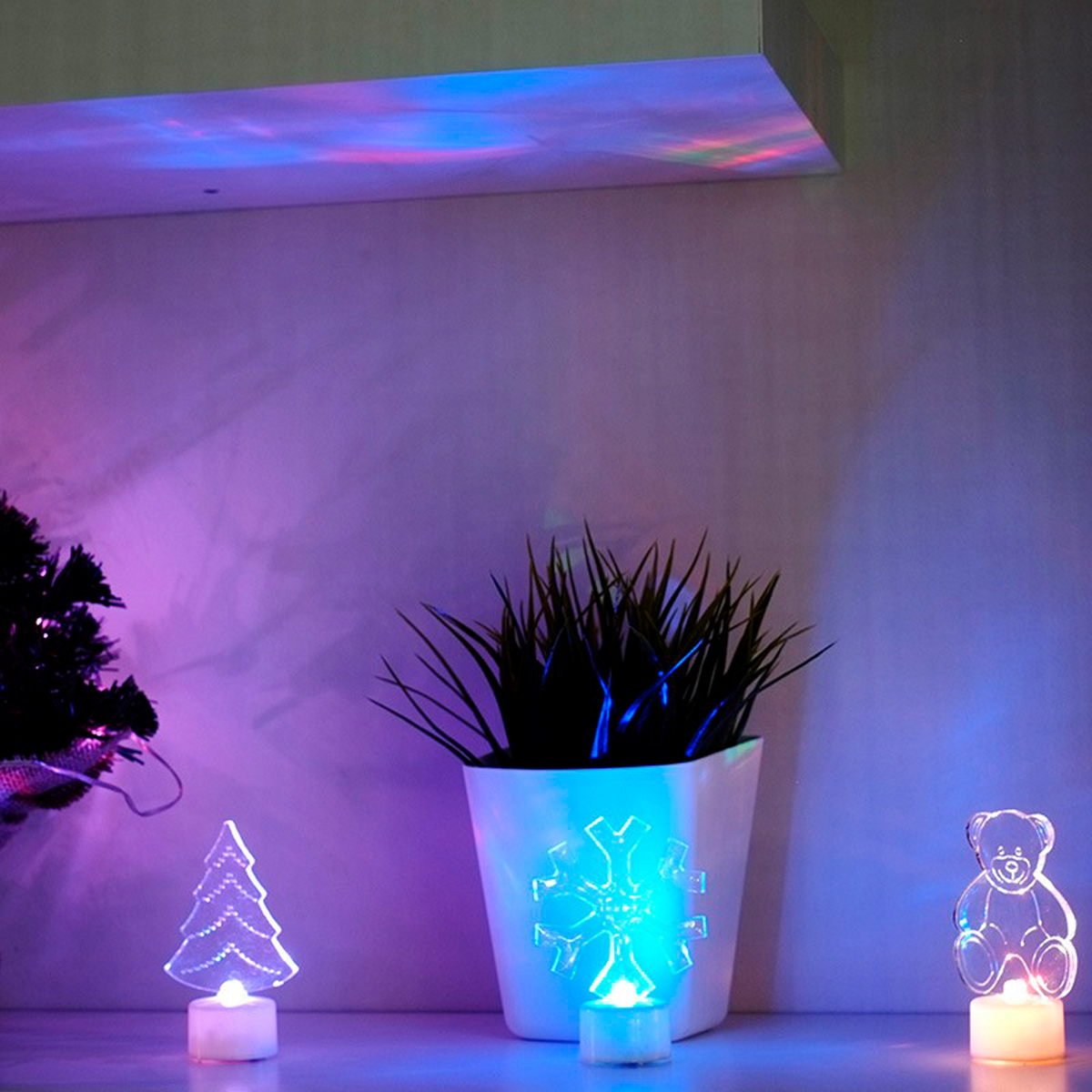 Фигурка светодиод. "снежинка" на подставке, разноцв. (1/96) "neon-night" 501-055